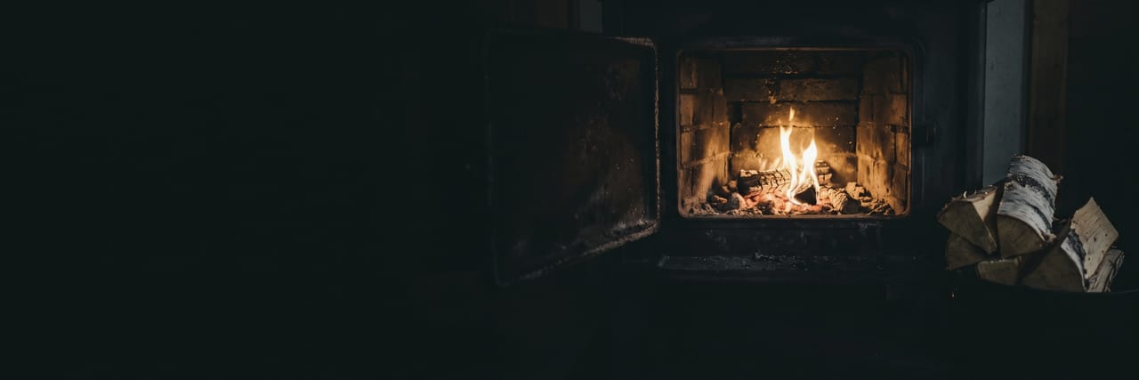 Огонь в печи, вечер